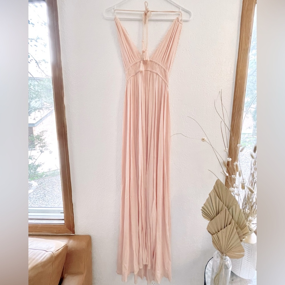Airy Gauzey Maxi Dress in Dusty Pink